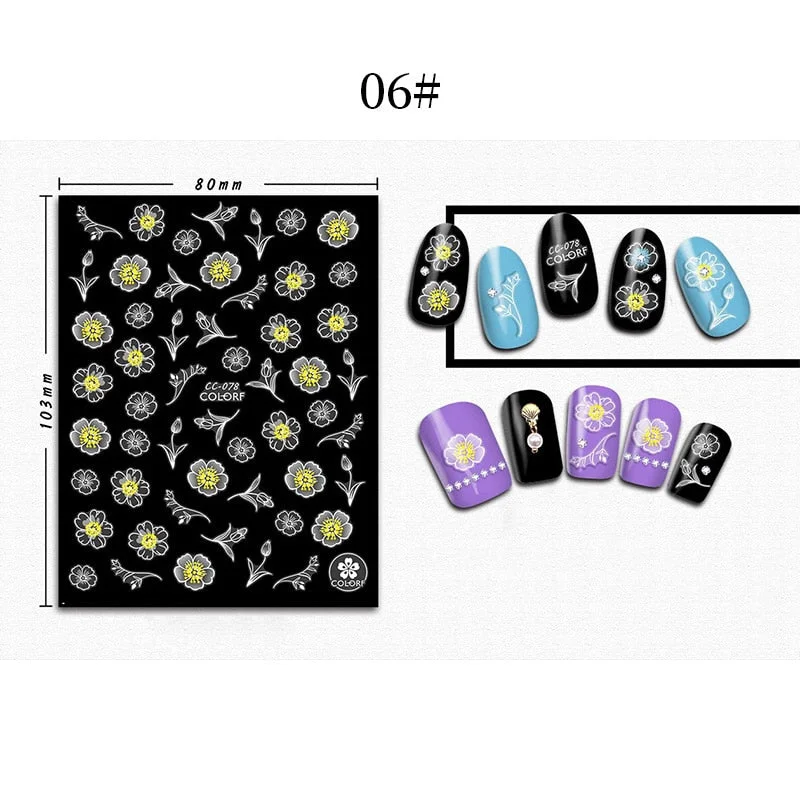 1 Sheet 3D Halloween Nail Sticker Christmas Skull Bone Snake Butterfly Maple Leaf Pattern Decals Manicures 3D Nail Decorations