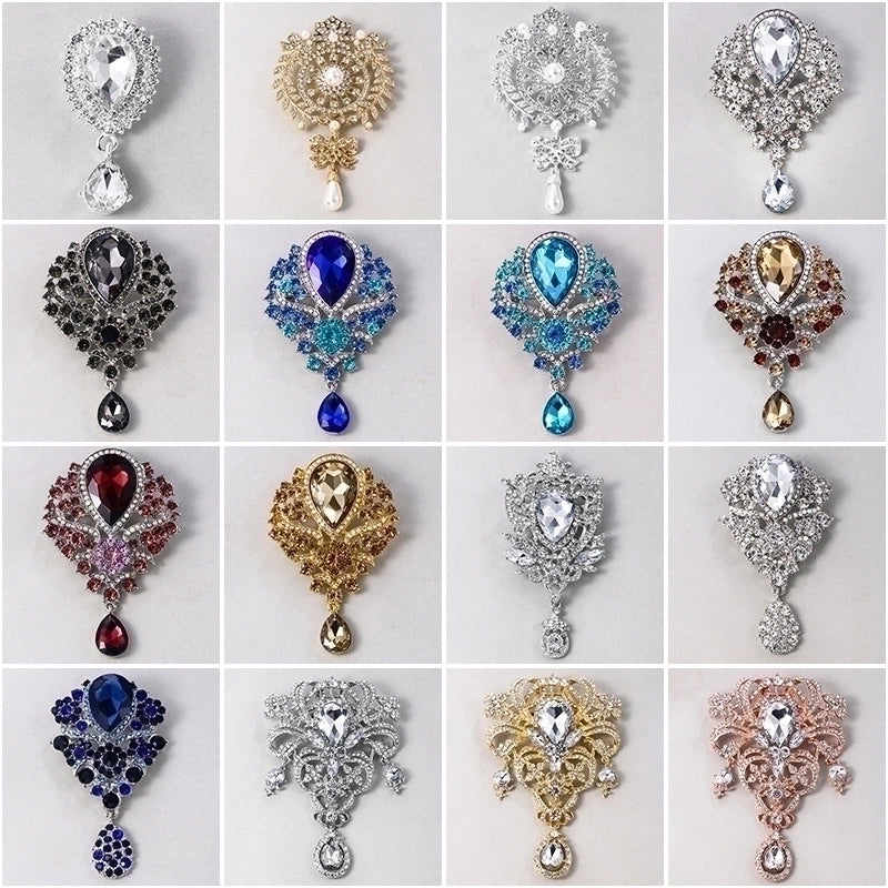 2 Pieces Fashion Pin Crown Alloy Rhinestones Women'S Brooches