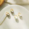 Elegant Grey White Pearl Earrings