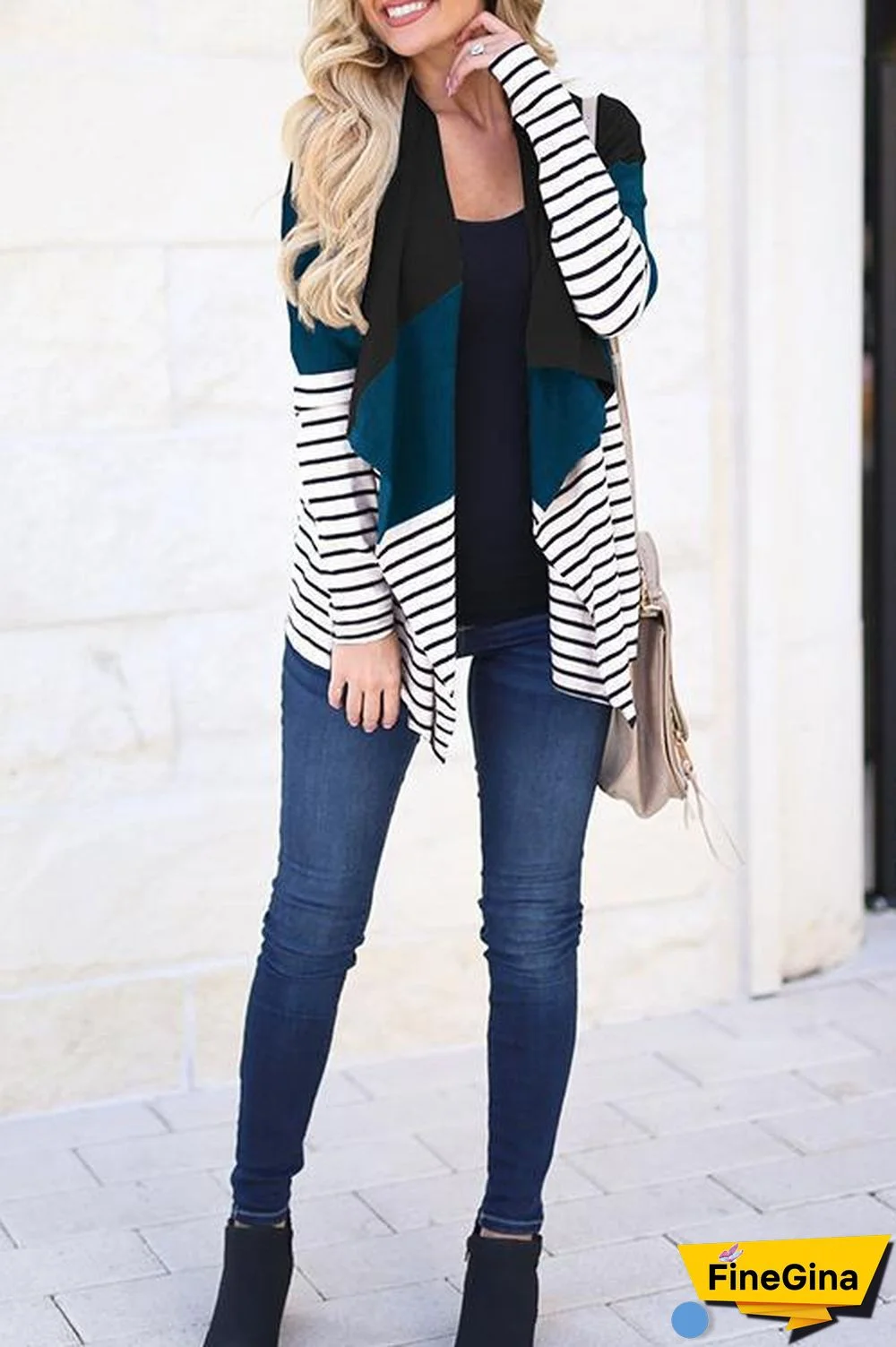Casual Stitching Striped Cardigan