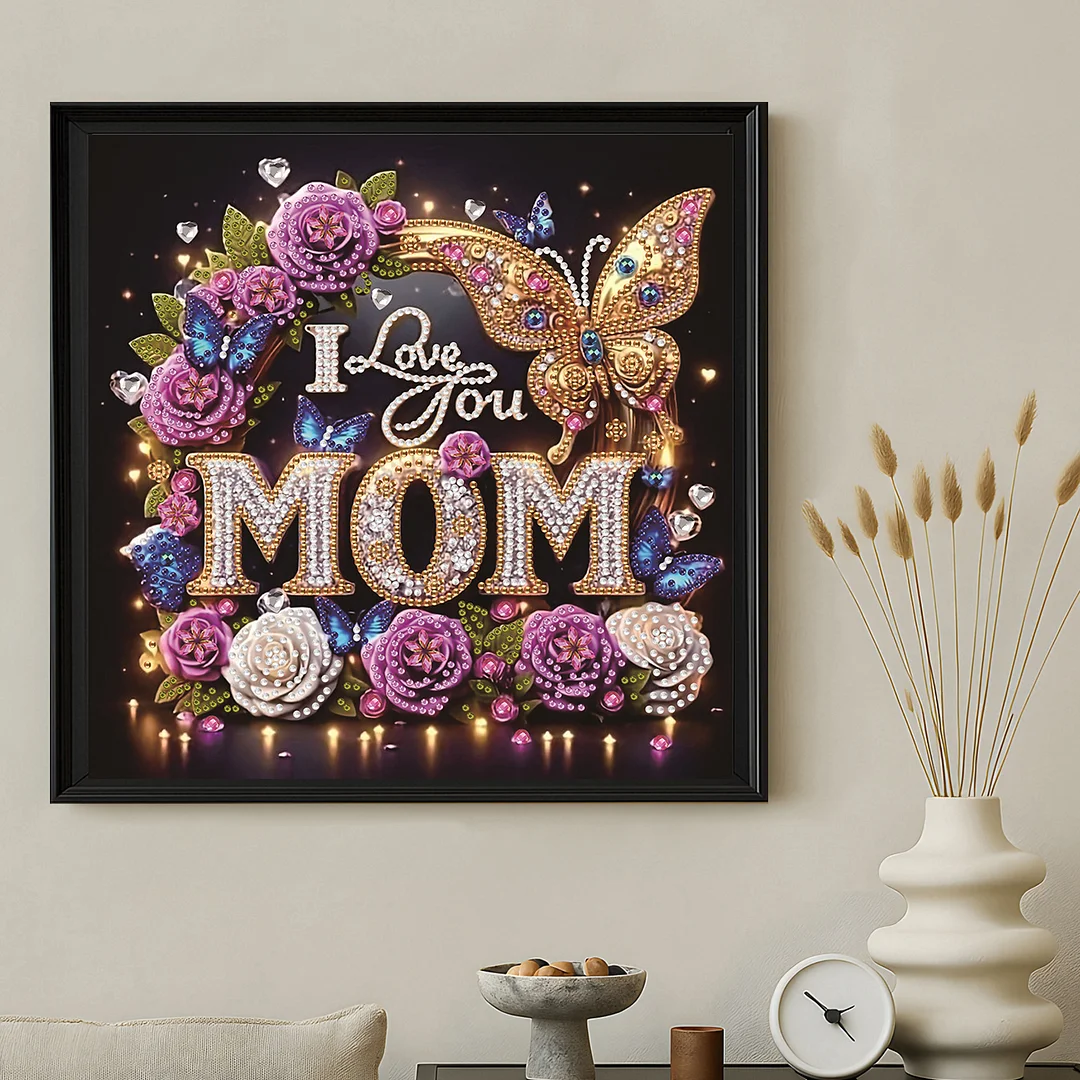 Diamond Painting - Partial Special Shaped Drill - I Love You Mom(Canvas|30x30cm)