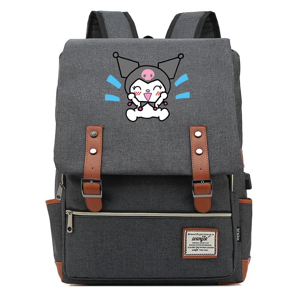 Mayoulove Kuromi Backpack Adjustable Size Durable Design For School Use-Mayoulove