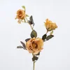 Autumn Vibe 3 Heads Burn Edge Artificial Stem Rose Flower