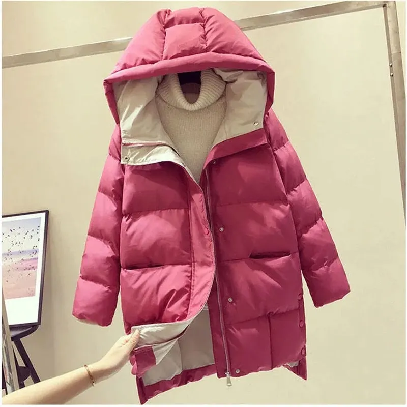 2021 Winter Women Jacket Coats Parkas Women Down Cotton Hooded Overcoat Thick Warm Plus size Female Long Cotton Padded Jackets