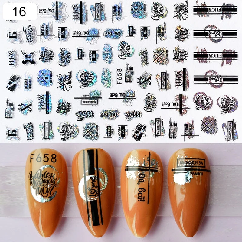 1 Sheet iridescent Nail Sticker Black leave 3D Transfer Beautiful Nail Decals Decoration Summer Popupar DIY Nail Design