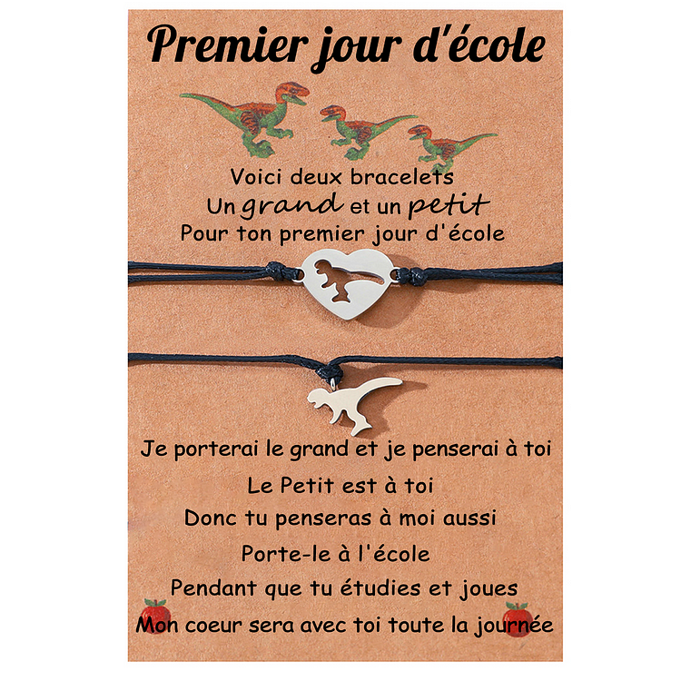 2PCS Ensemble de Bracelets Dinosaure - Cadeau Rentrée Scolaire Premier jour d’école Jessemade FR