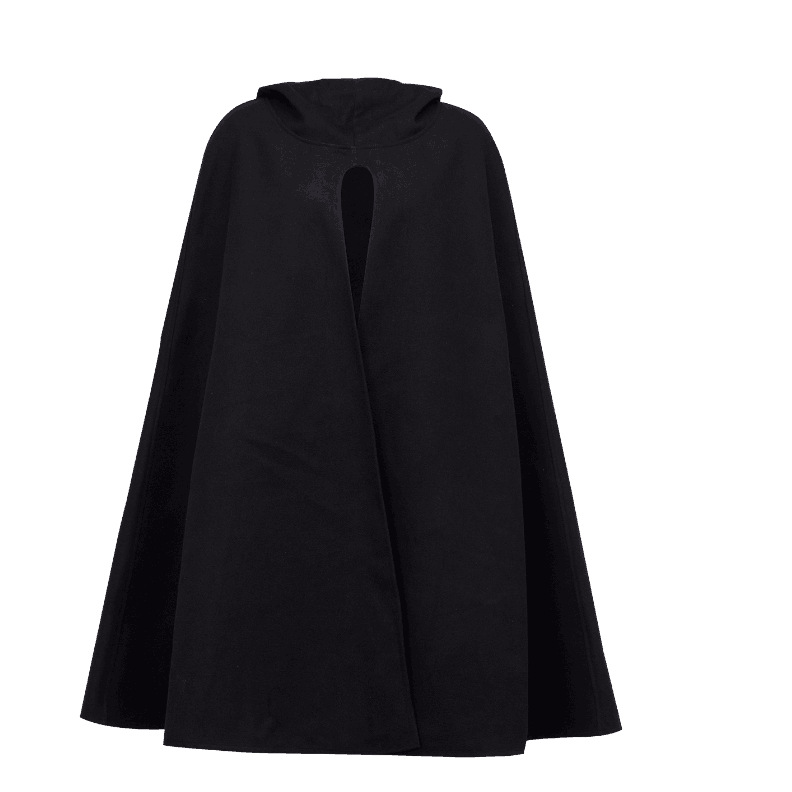 Autumn and Winter Capes Outwear Women Solid Color Medium and Long Hooded Cape Shawl Loose Casual Hooded Ponchos Coats | Gamistine