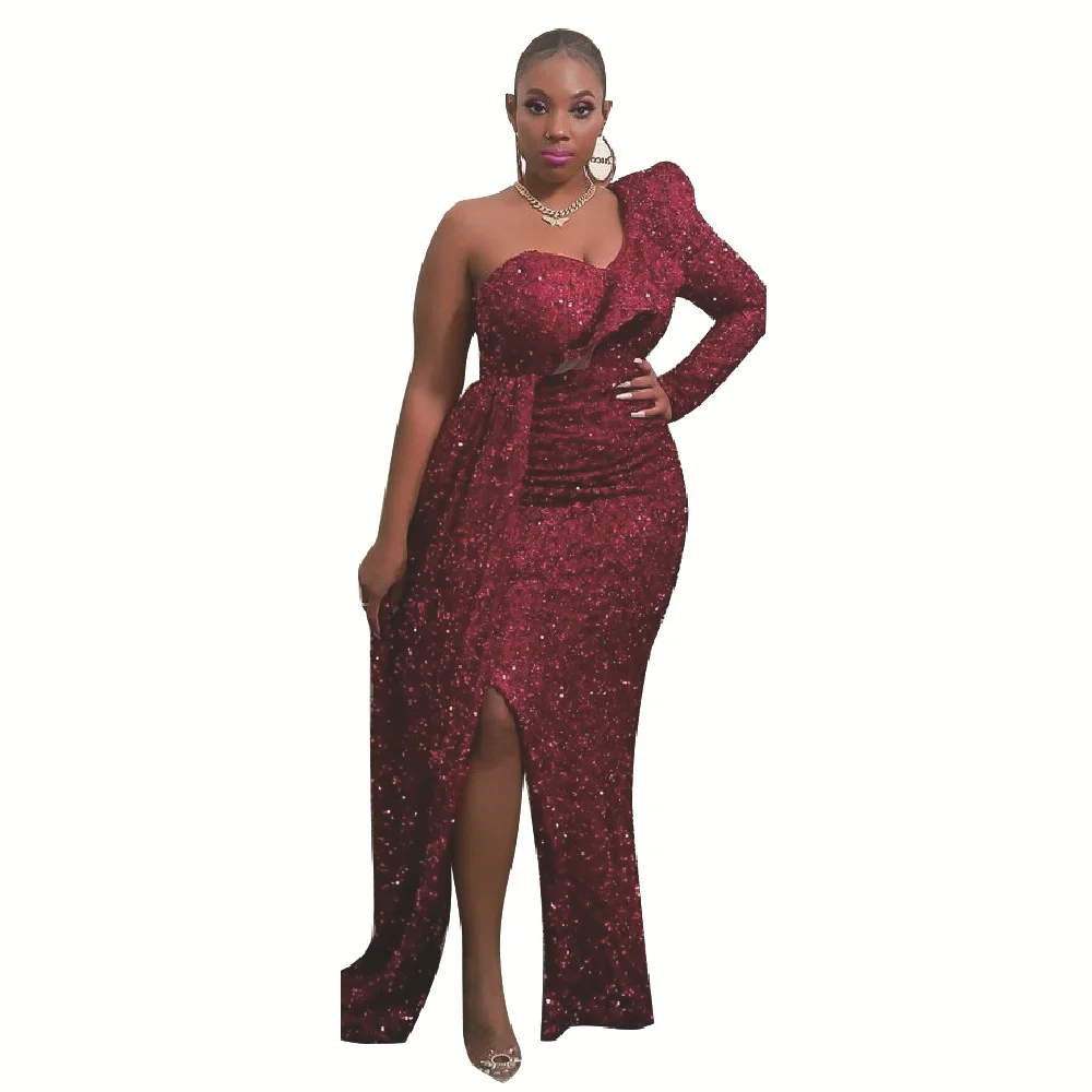 Uveng Uveng Winter African Dress Fashion New Shoulder Beads Bridesmaid Party Long Dress Dress Women's Dress