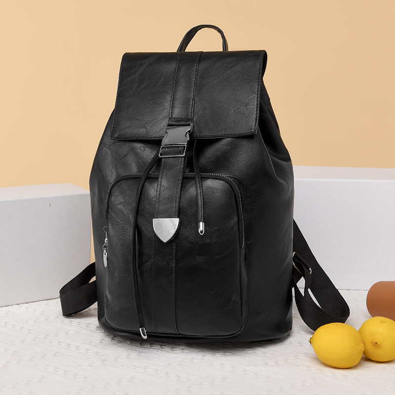 Soft Leather Double Shoulder Casual Simple Bag