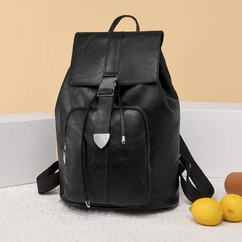 Soft Leather Double Shoulder Casual Simple Bag