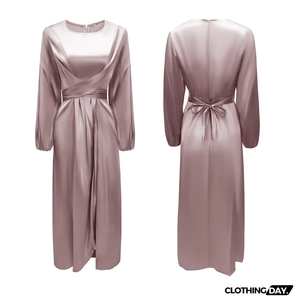 Feminine tunic dress,satin maxi dress in Dubai
