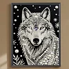 Wolf Premium 5D Diamond Painting Kit Black & White Pearls painting Sparkling Special Shaped Diamond painting