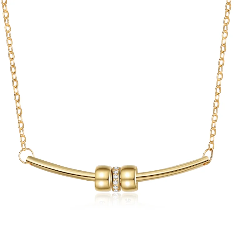 Smile Bar Halskette verziert mit 2 Namen vergoldeten Perle