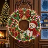 DIY Special Shaped Diamond Painting Wreath, Double-Sided Printing Christmas Wreath Hanging with LED Light Decor Kit 