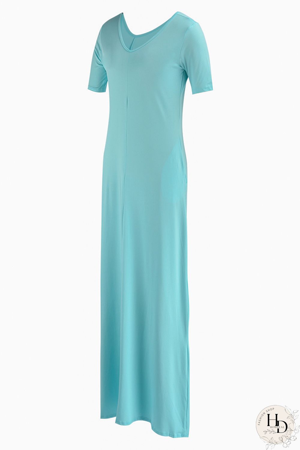 Yellow Fashion Casual Solid Basic V Neck Short Sleeve Dress