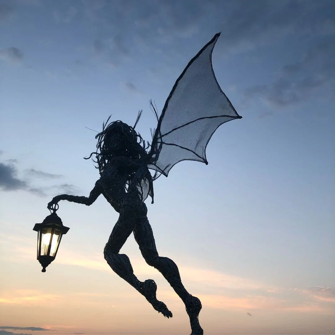 Fairy with a lantern- Garden solar light stakes- Home decor,Elf with a flashlight- Figure for the garden Lamp、、sdecorshop