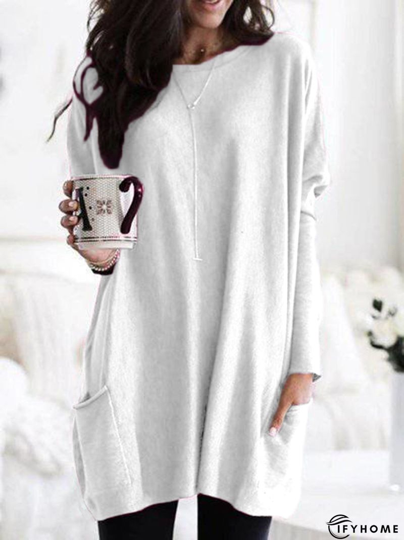 Round Neck Long Sleeve Tunic T-Shirt | IFYHOME