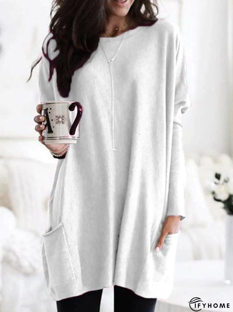 Round Neck Long Sleeve Tunic T-Shirt | IFYHOME