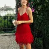 Women's Tassel Sequins Feather Stitching Shining Party Mini Dress