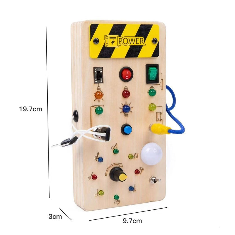 Popular Children’s Early Education Wooden LED Light Socket Switch Busy Board Toy Hands-on Wooden Toy