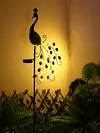 Metal Peacock Garden Ornament Lamp Waterproof LED for Courtyard Garden Path Lawn
