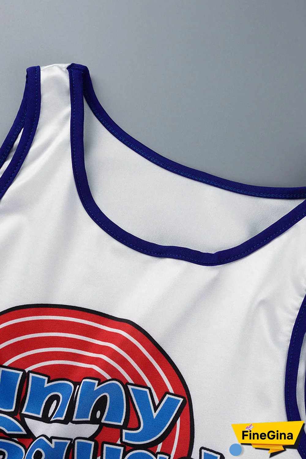 White Party Print Patchwork U Neck Sleeveless Two Pieces