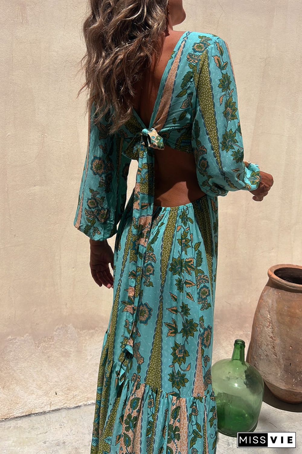 Sexy College Floral Asymmetrical V Neck Irregular Dress Dresses