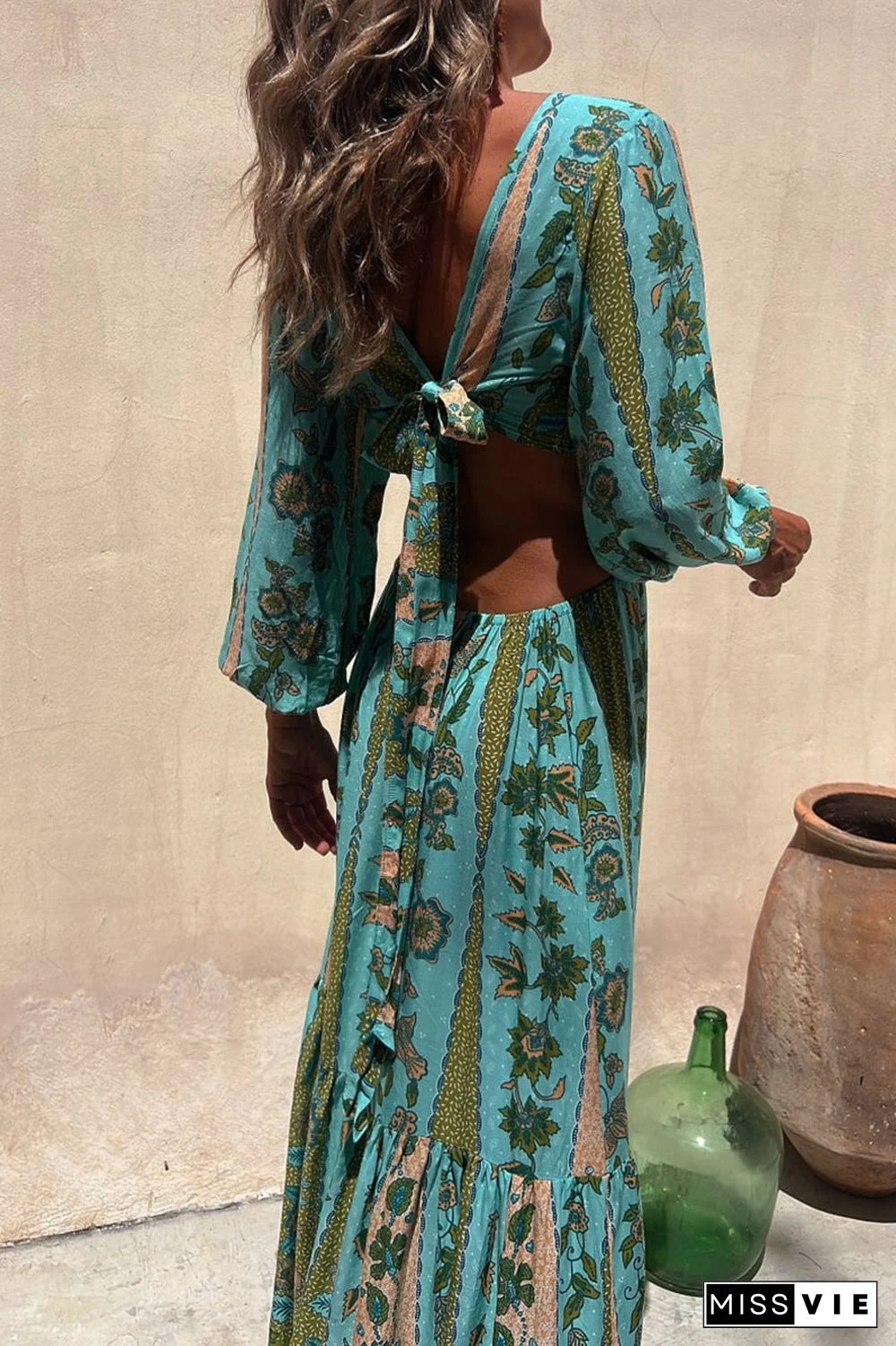 Sexy College Floral Asymmetrical V Neck Irregular Dress Dresses