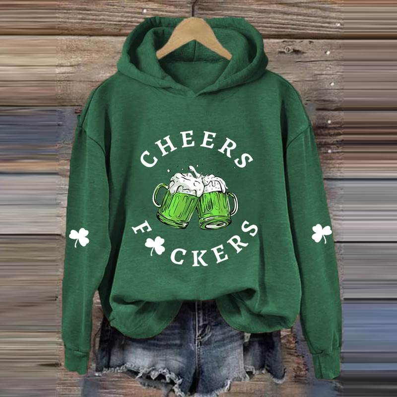 St. Patrick's Day Funny Cheers Shamrock Casual Hoodie wearshes