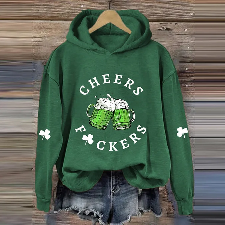 Wearshes St. Patrick's Day Funny Cheers Shamrock Casual Hoodie