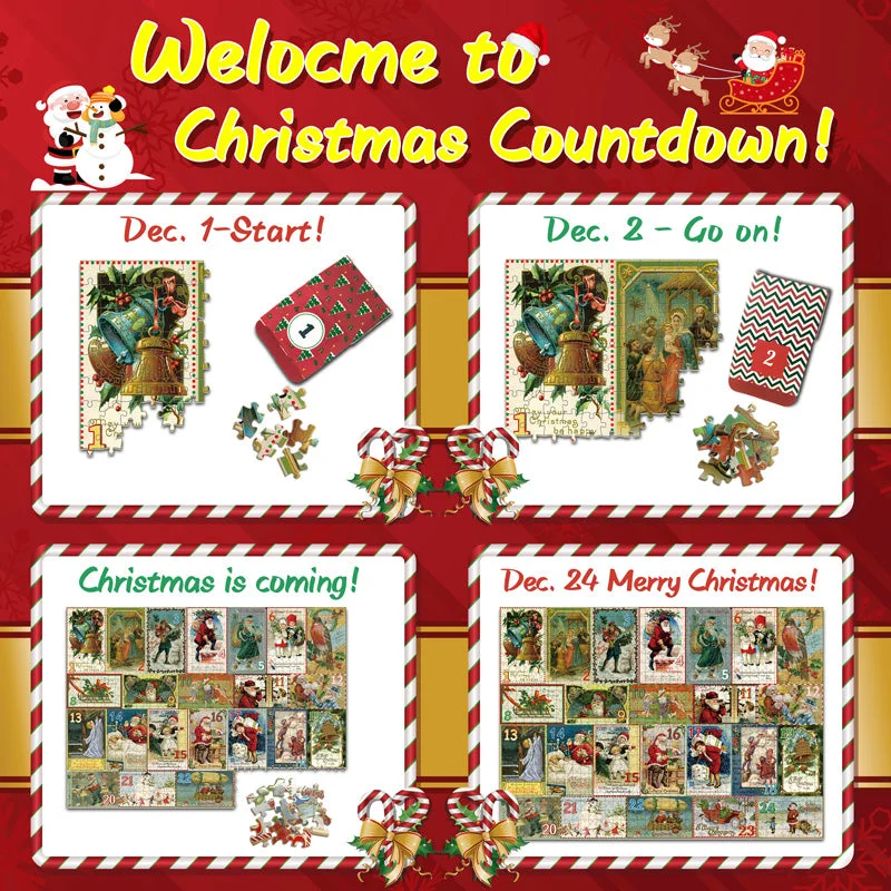  Christmas Postcards Advent Calendar Jigsaw Puzzle 1000 Pieces