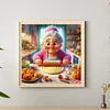 Diamond Painting-DIY Full Round Drill Cooking Grandma(40*40 CM)