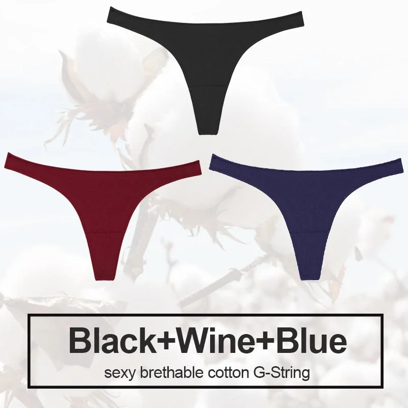 3PCS/Set Sexy Thong Women Panties Cotton Underwear Briefs Women G-String Female Underpants Lingerie Pantys Girls Femme Panties