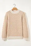 Women's Elegant Warm Rhombus Textured Knit Mock Neck Sweater