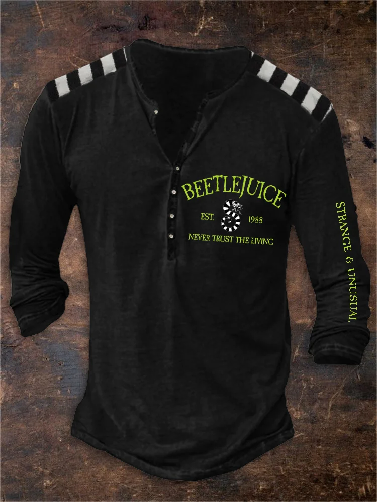 Men's Vintage 1988 Halloween Horror Movie Henley Shirt