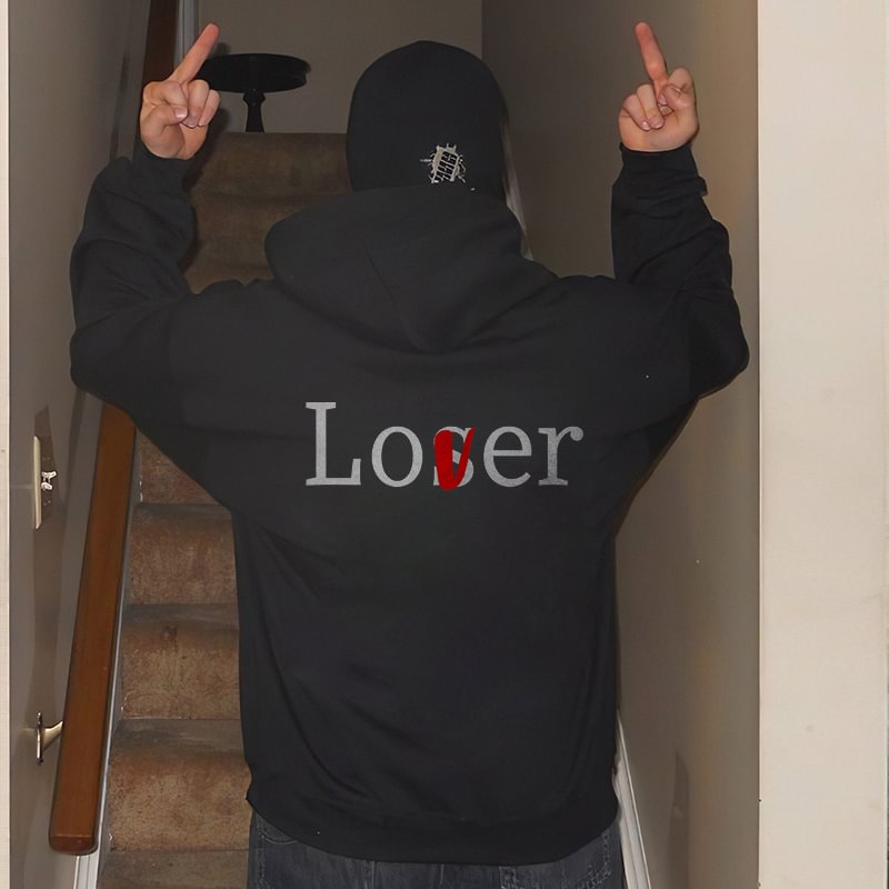 Loser Printed Men's All-match Hoodie - Krazyskull