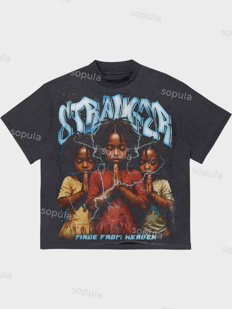 Stranger Prayer Racing Model Pattern Cotton T-shirt - SOPULA