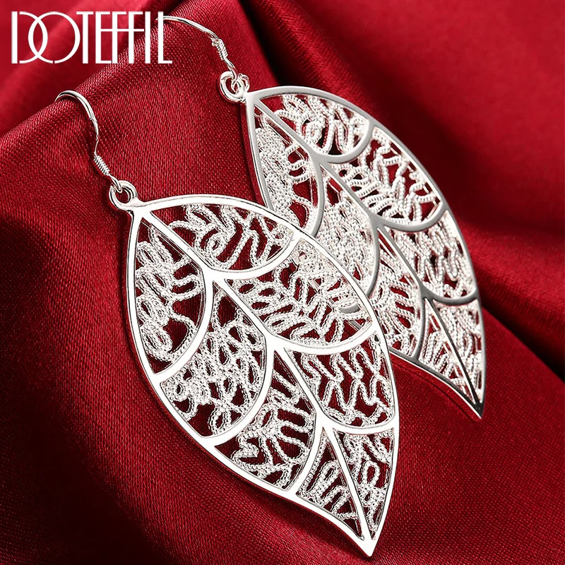 DOTEFFIL New Arrival 925 Sterling Silver Fashion Leaf Earrings For Women Jewelry