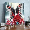 Framed Diamond Painting - Special Shaped - Butterfly and Rose (25x25cm)