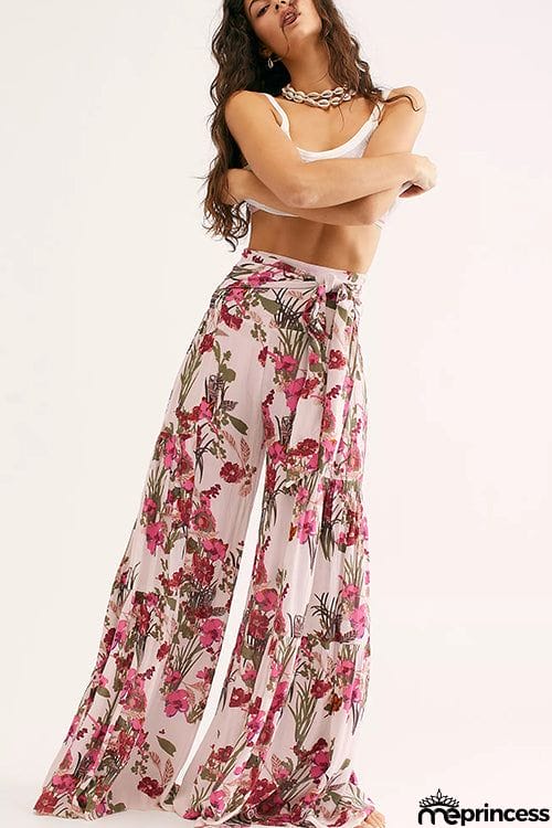 Print Belted Palazzo Pant