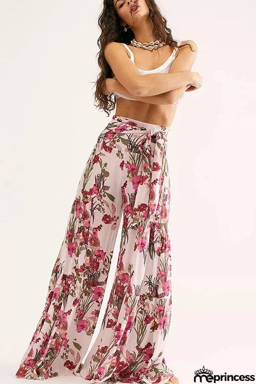 Print Belted Palazzo Pant