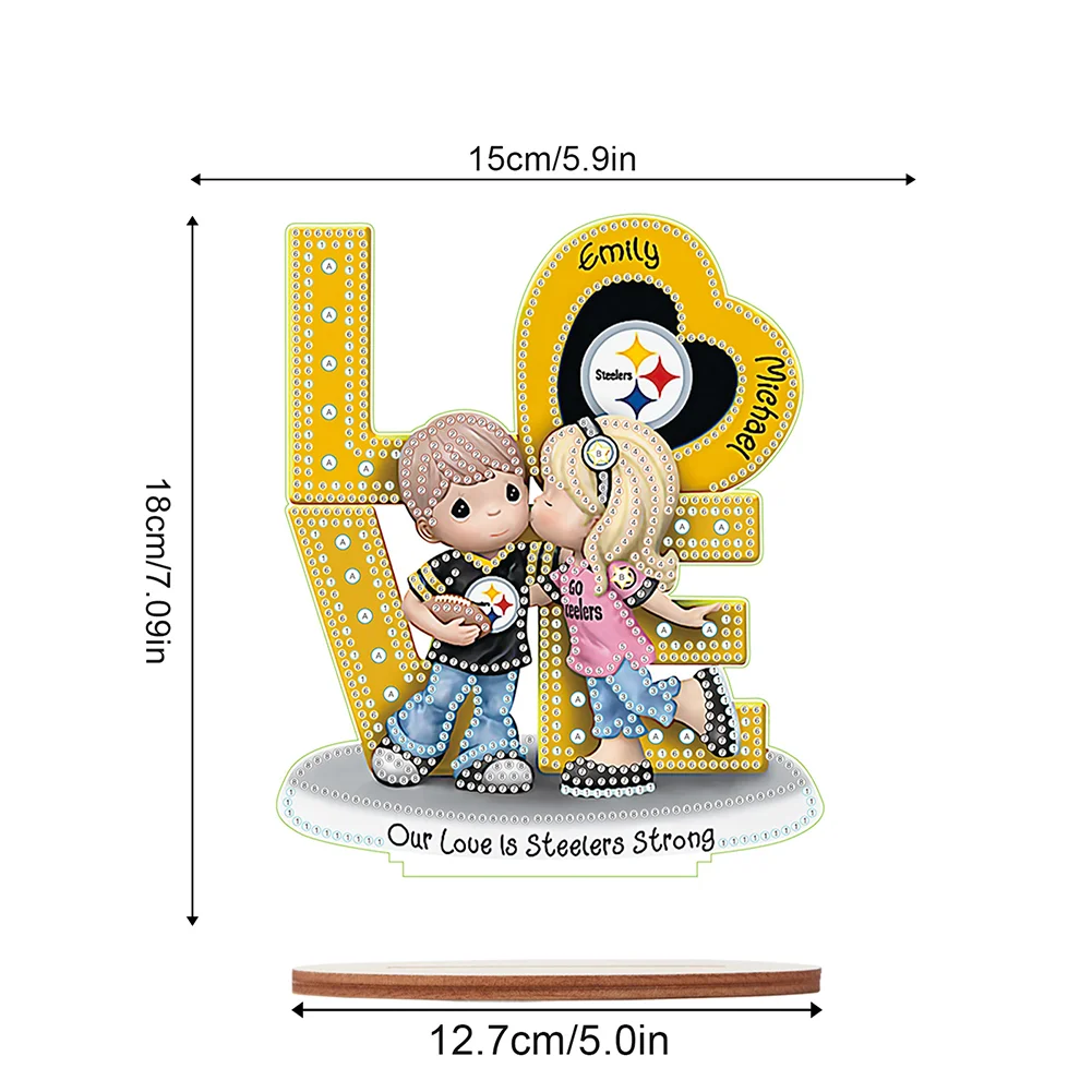 DIY LOVE Steelers Wooden Special Shape Diamond Painting Desktop Ornaments for Home Decor