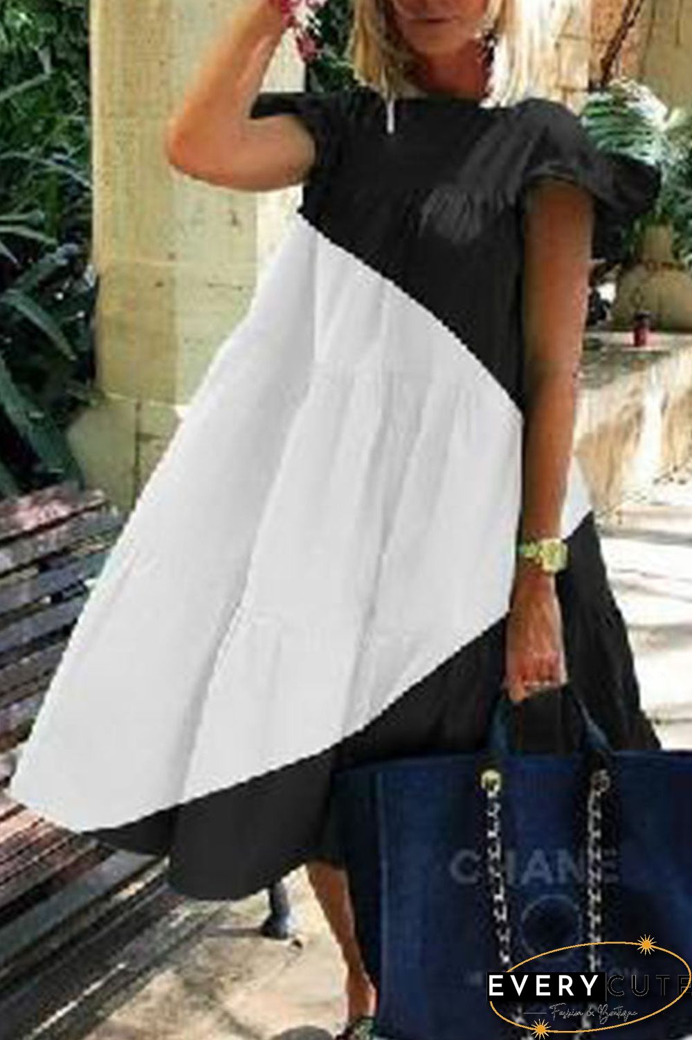 Fashion Casual Solid Split Joint O Neck Princess Dresses(3 Colors)