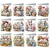 12PCS Diamond Painting Easter Bunny Greeting Card Kit for Birthdays Thanksgiving & Special Occasion