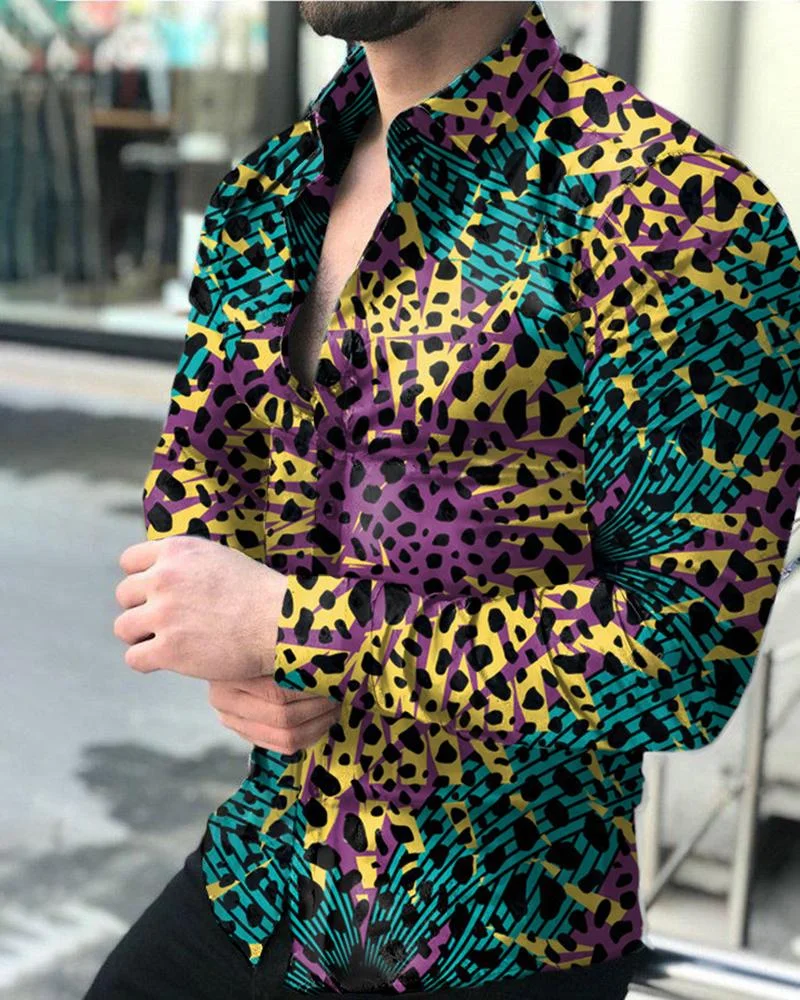 Men's Casual Printed Long-Sleeved Shirt18