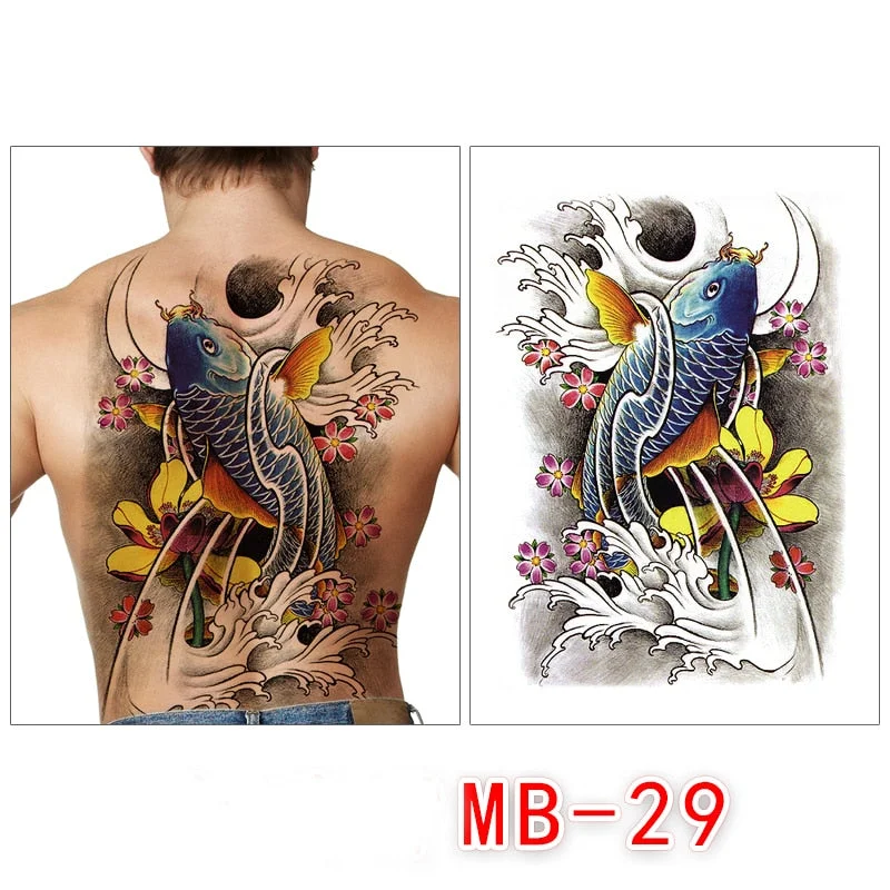 Waterproof temporary men tattoos tattoo full back large tatoo fake dragon girl tattoo body art sticker sexy decals transferable
