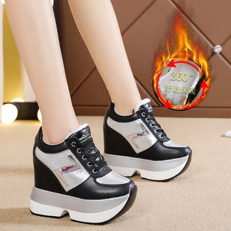 Wongn Wongn 2023 New Inner Heighten Small White Shoes Female Platform Korean Version Of Versatile Casual Shoes 12Cm Ultra High Heel Women's Singles Shoes