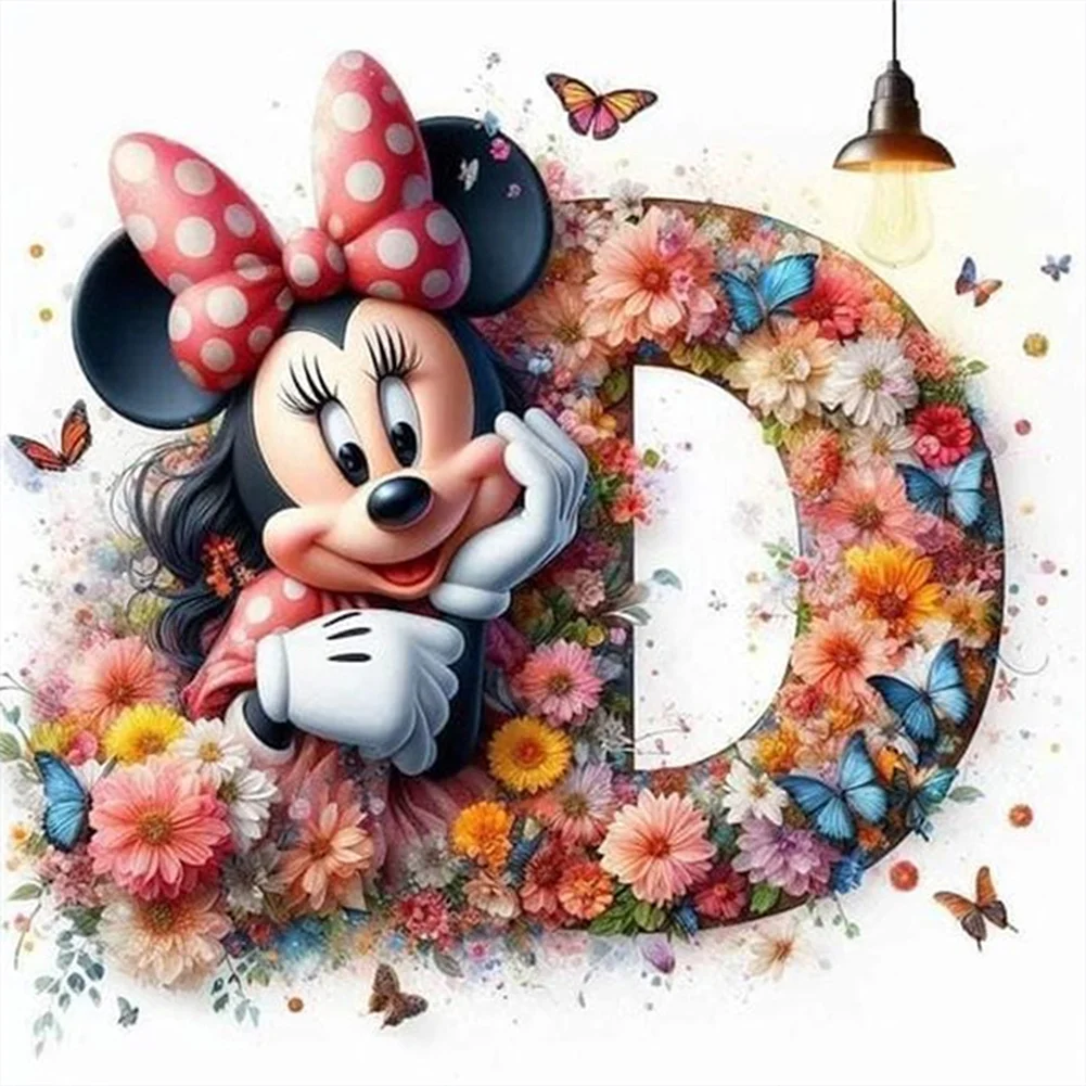 Partial AB Diamond Painting - Full Round Drill - Mickey Minnie Letters(Canvas|35*35cm)