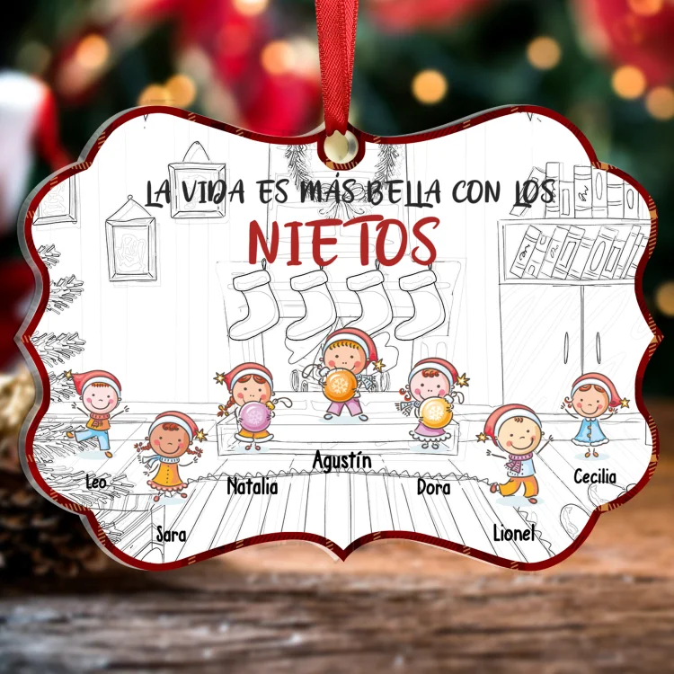 Navidad-Ornamentos navideños de acrílico vida con los nietos 1-10 nombres personalizados