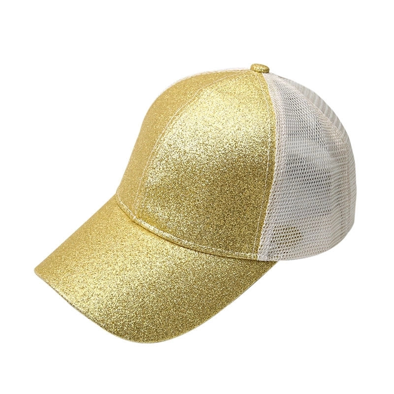 Women’s Fashion Solid Color Sequins Curved Eaves Baseball Cap
